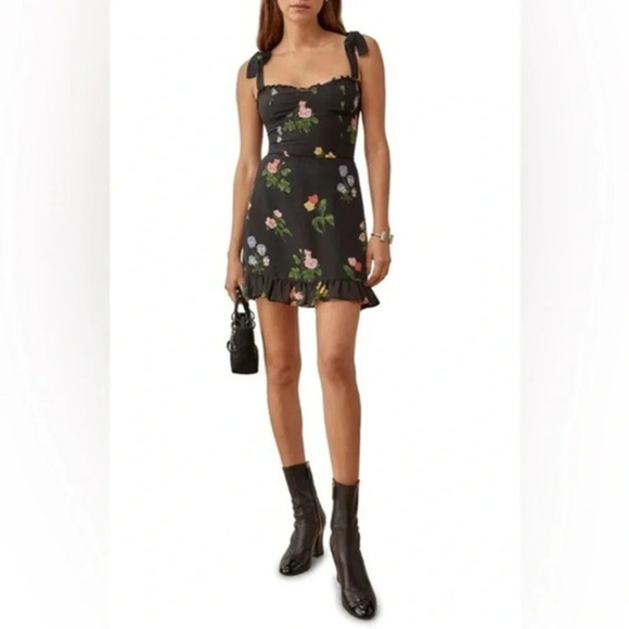 Reformation Christine Floral Mini Dress size 10 B1605 - Picture 1 of 6